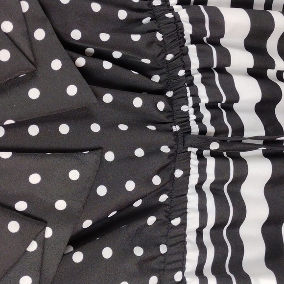 Bebop Black White Multi Pattern Scoop High Low Neck Knee Length Sheath Dress - Picture 5 of 13